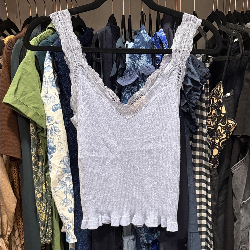 J. Crew Lavender Lace-Trim Knit Cami